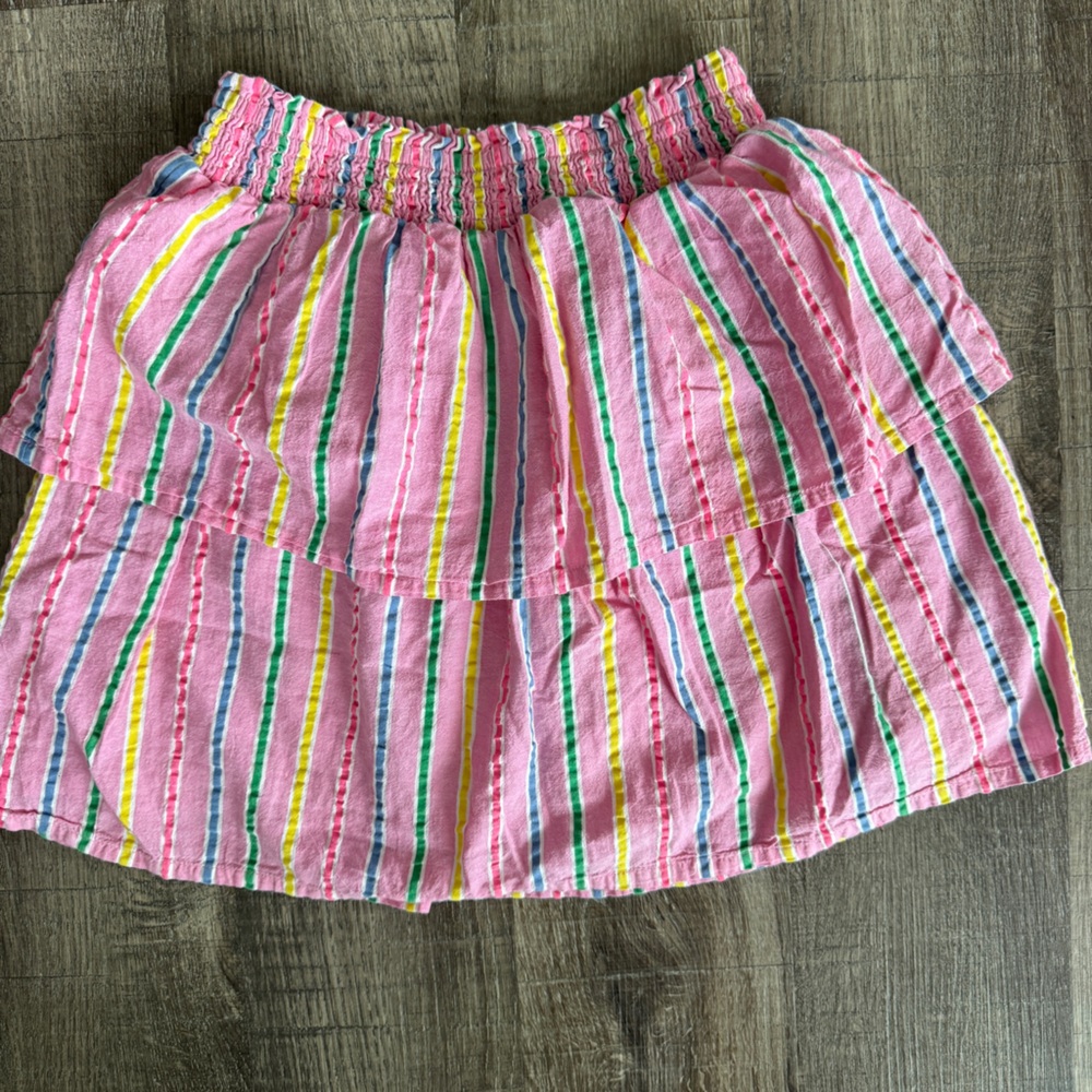 Mini Boden Pink Tiered Skirt with Multicolor Stripes